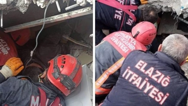 Malatya'da enkaz altından kalan baba-kızı Elazığlı itfaiye ekipleri kurtardı