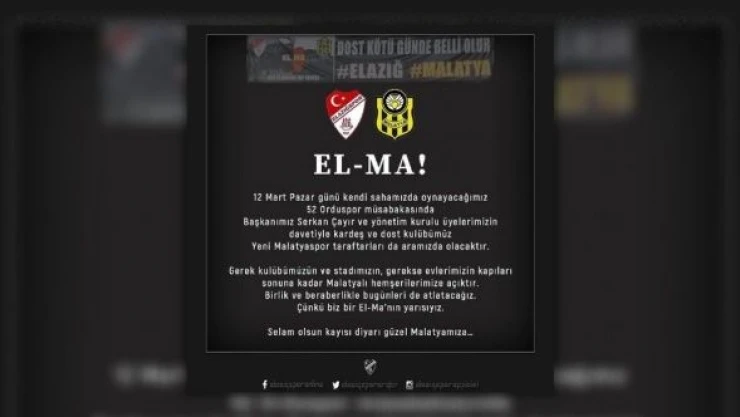 ES Elazığspor, Malatyaspor'u yalnız bırakmadı