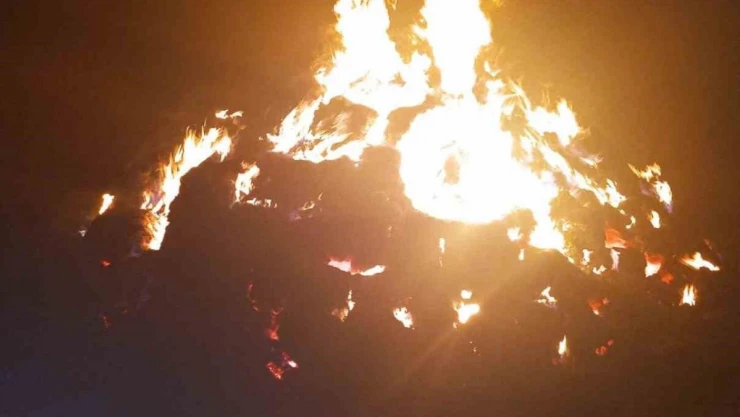 60 bin liralık saman balyası kül oldu