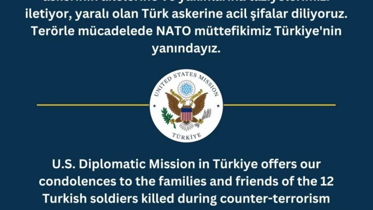 ABD Büyükelçiliğinden şehitler için taziye mesajı