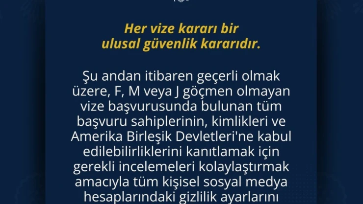 ABD vize başvurusunda sosyal medya hesaplarına 'herkese açık' şartı