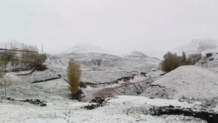 Ağrı'nın yüksek kesimleri yağan karla beyaza büründü