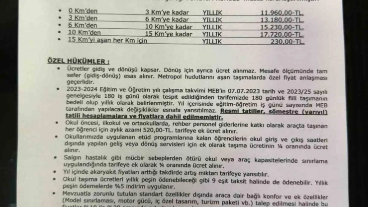 Ankara'da okul servis ücretleri belirlendi, en kısa mesafe 11 bin 960 TL oldu