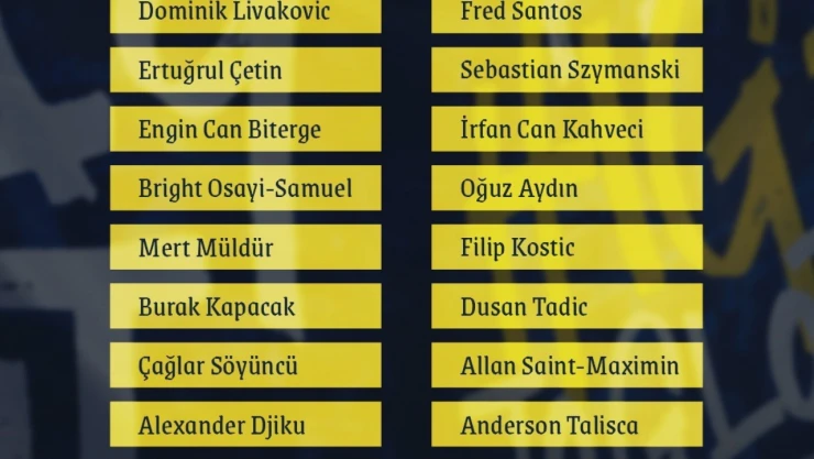 Fenerbahçe'nin, Sivasspor maçı kamp kadrosu açıklandı