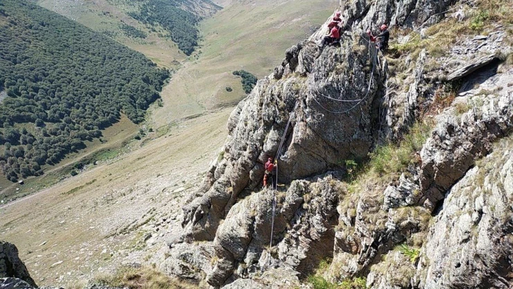 Kayalıklarda mahsur kalan keçileri JAK ve AFAD ekipleri kurtardı