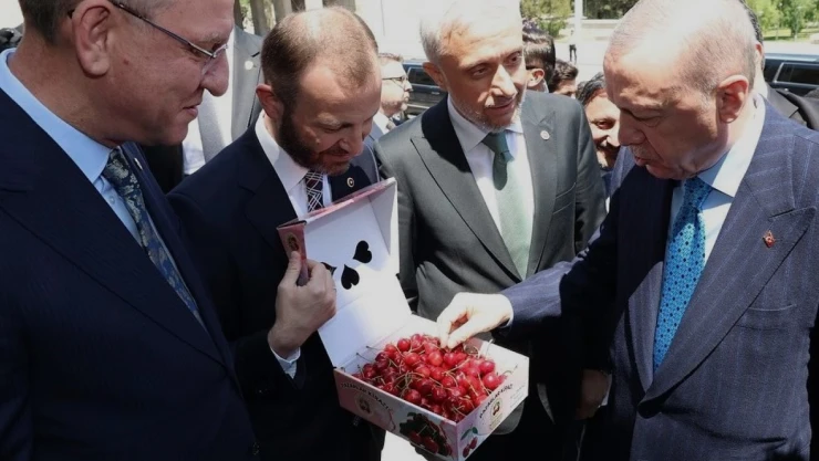 Milletvekillerinden Cumhurbaşkanı Erdoğan'a Kütahya kirazı ikramı