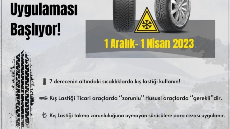Polisten sürücülere kış lastiği uyarısı