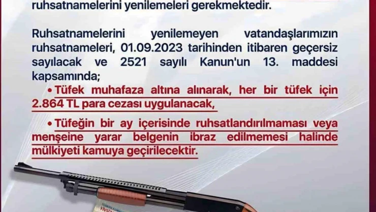 Polisten yivsiz tüfek ruhsatnamesi uyarısı