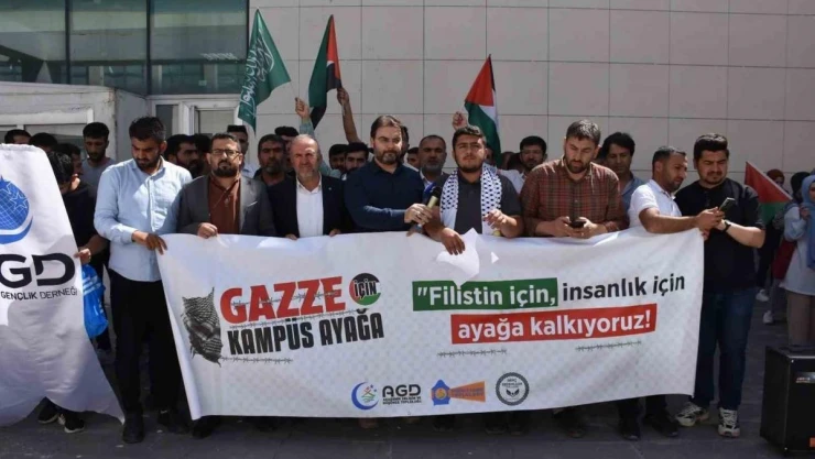 Şırnak'ta üniversite öğrencilerinden İsrail'e tepki