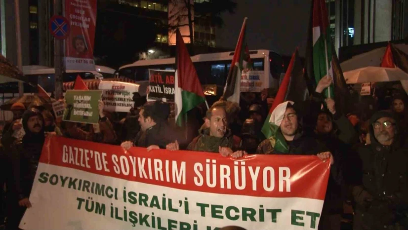 İsrail Başkonsolosluğu önünde 'Gazze' protestosu
