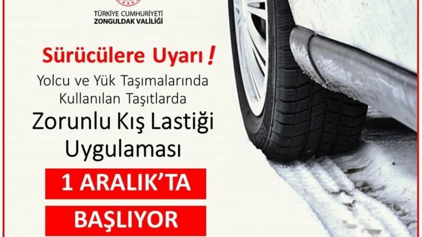 Zonguldak'ta 1 Aralık'ta kış lastiği uygulaması başlıyor